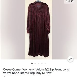 Cozee Corner Women’s Velour Zip Velvet Robe M